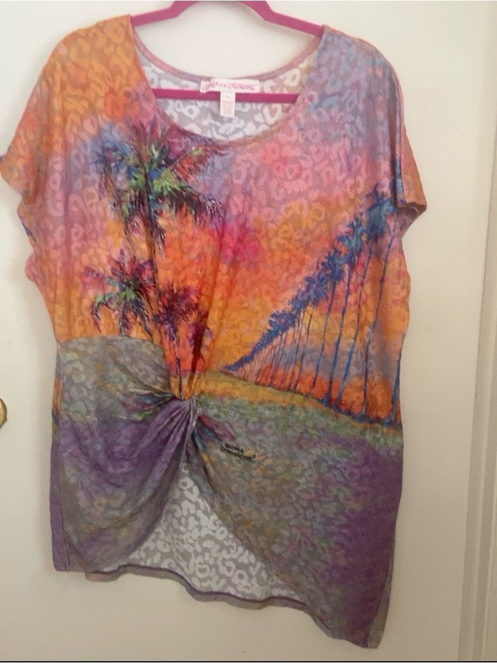 Leoma Lovegrove XXL Top with Asymmetrical, uneven hem with a flowing drape.”